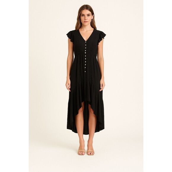 The Clothing Company x Vici | Flutter Slv V-Neck High-Lo Maxi Dress Size M | NWT - Picture 1 of 11